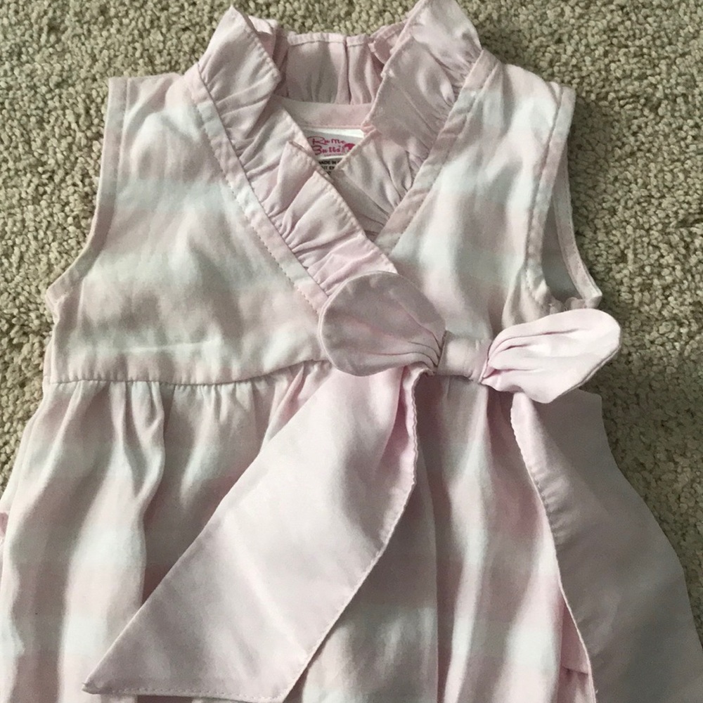Ruffle Butts 3-6 pink & white striped bubble
